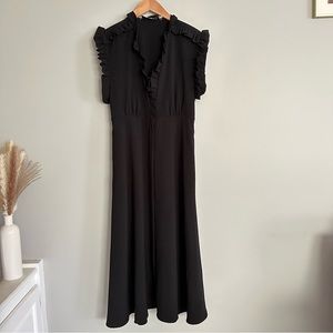 IRO Hurray Ruffle Split Hem Midi Dress Size 38